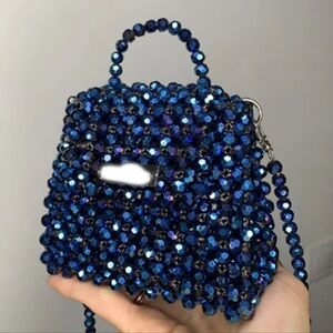 Dazzling Blue Beaded Mini Bag